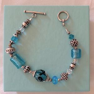 Silver Beaded Toggle Bracelet 7.5”